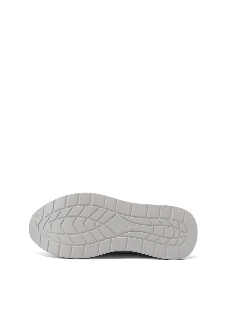 Sneakers con platform e zip in vera pelle colore bianco