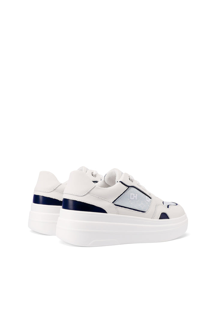 Sneakers stringate in vera pelle colore blu