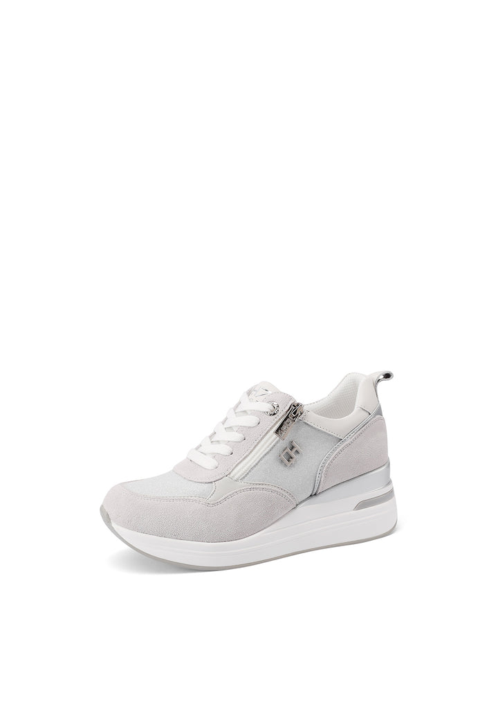 Sneakers stringate in vera pelle colore grigio