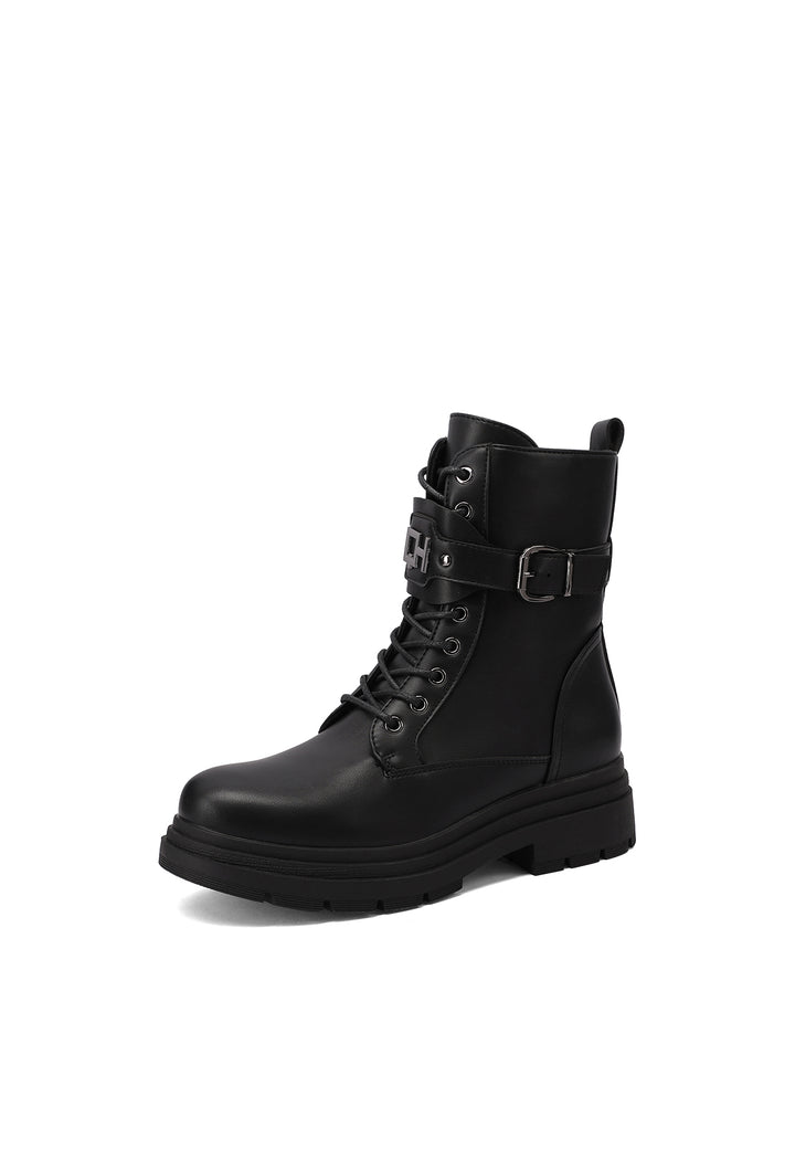 Stivaletti da donna anfibi in ecopelle nera queen helena x33-55