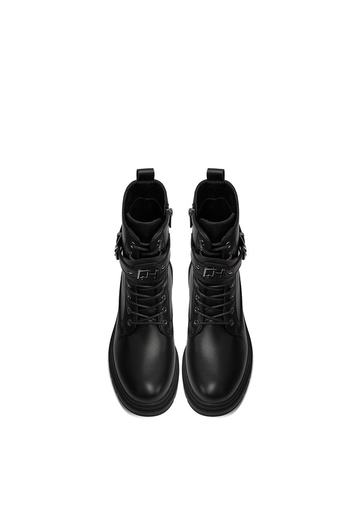 Stivaletti da donna anfibi in ecopelle nera queen helena x33-55
