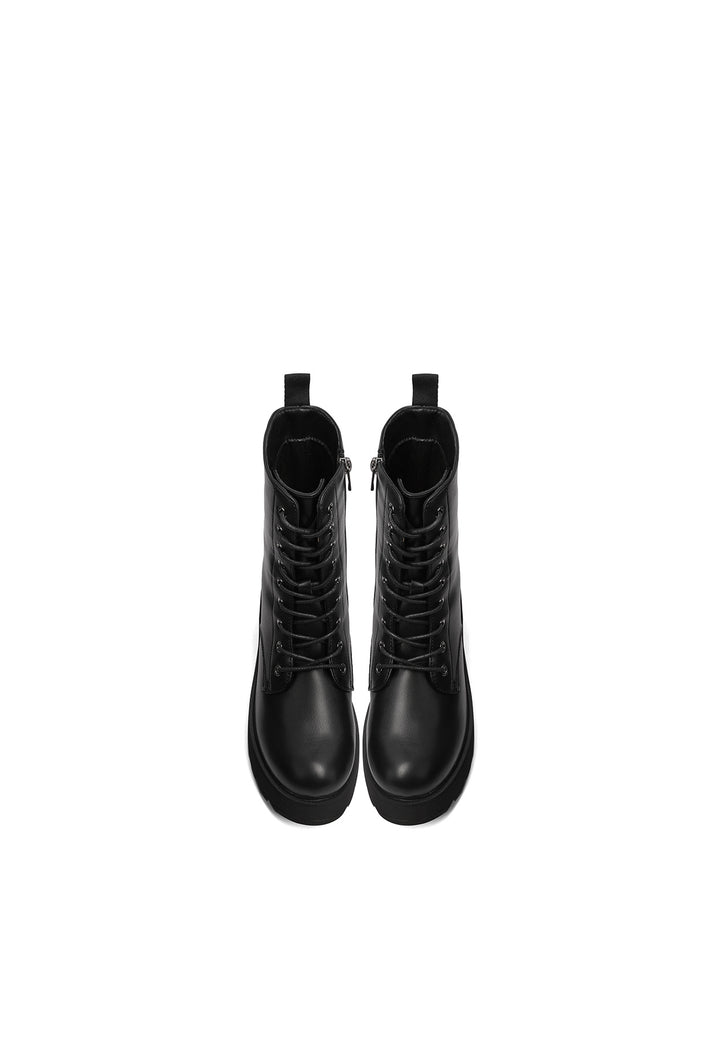 stivaletti queen helena con zeppa da 7 cm in ecopelle nera