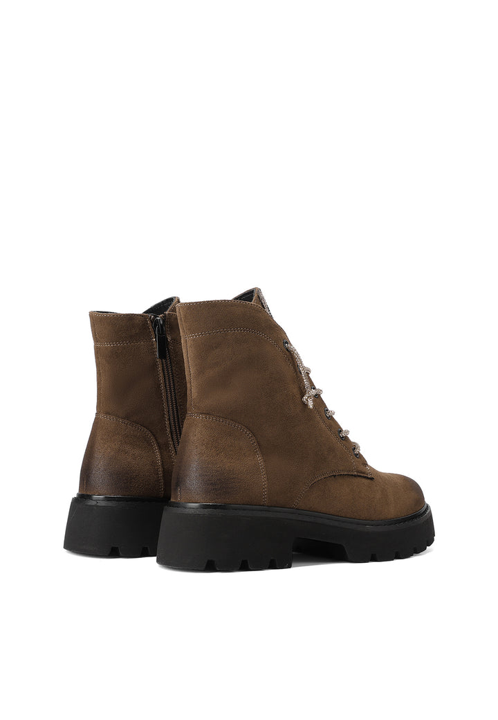 Stivali anfibi stringati da donna colore khaki