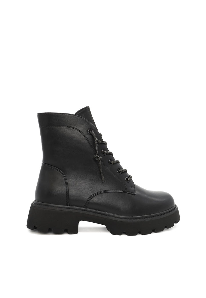 Stivali anfibi stringati da donna colore nero pelle