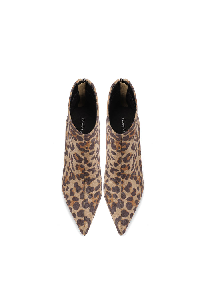 stivaletti da donna queen helena leopardati con tacco 8 cm