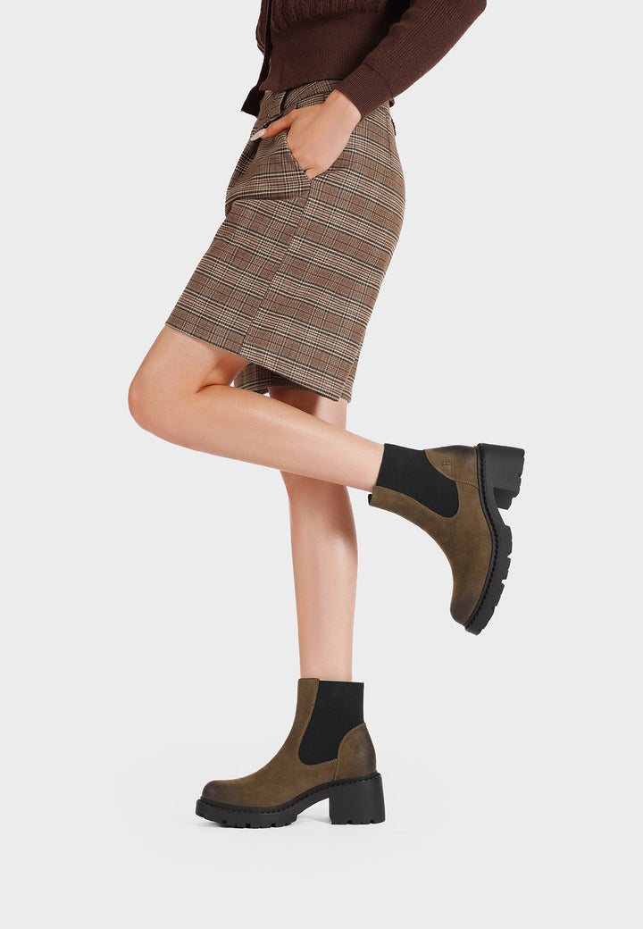 Stivaletti da donna con tacco da 6 cm queen helena X33-87 khaki