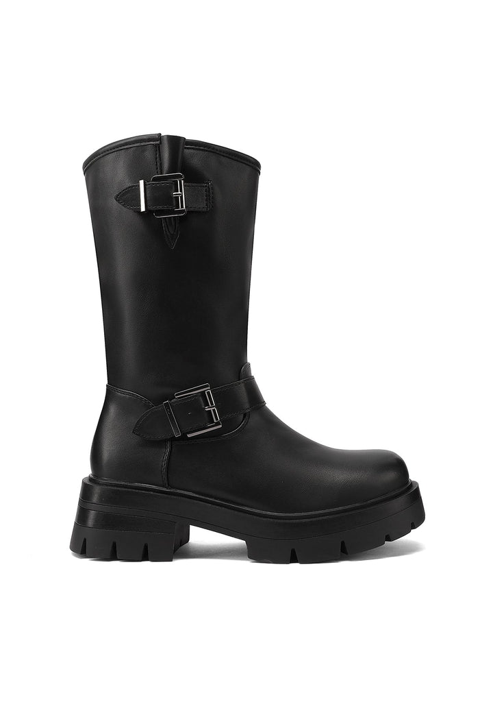 Stivaletti biker queen helena in ecopelle nera X33-62