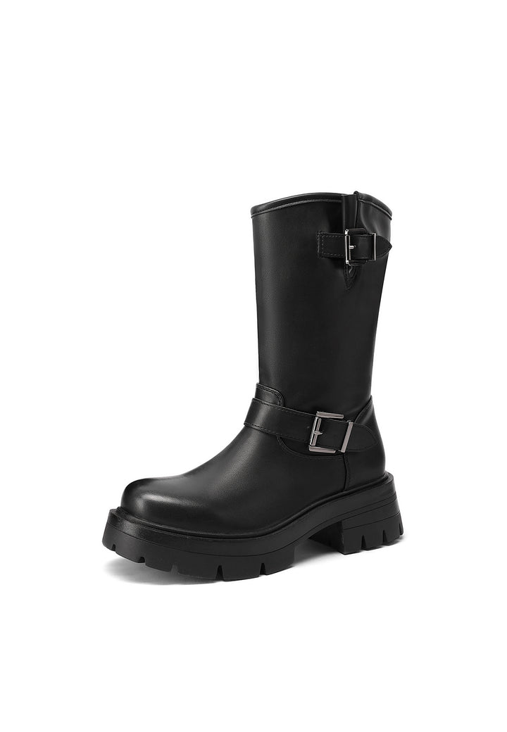 Stivaletti biker queen helena in ecopelle nera X33-62