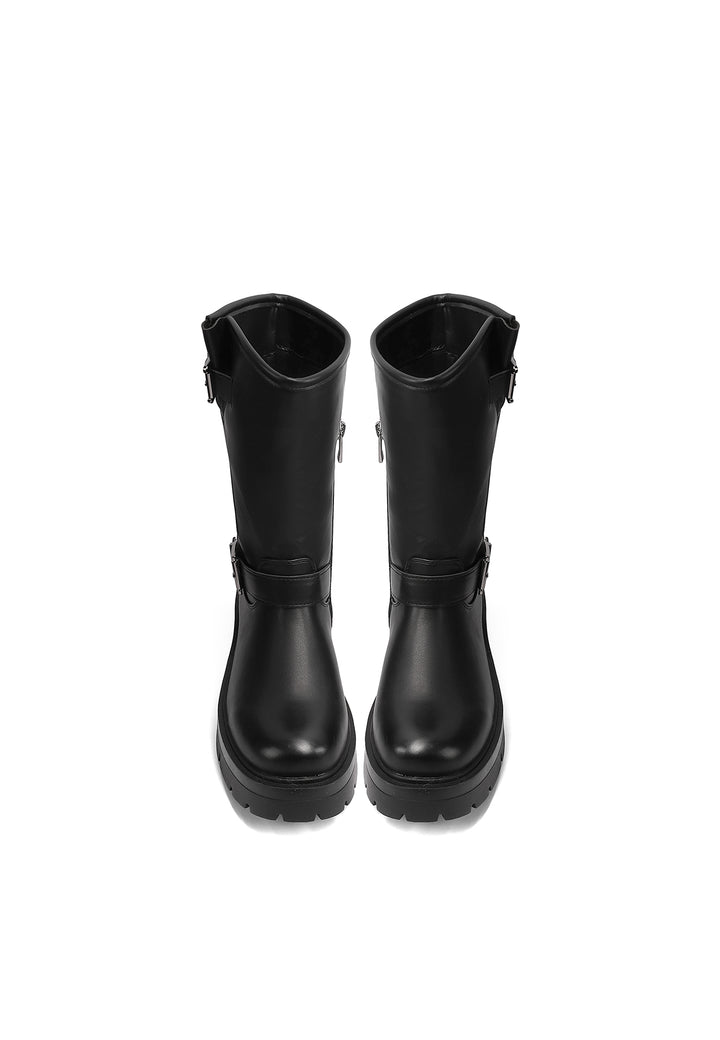 Stivaletti biker queen helena in ecopelle nera X33-62