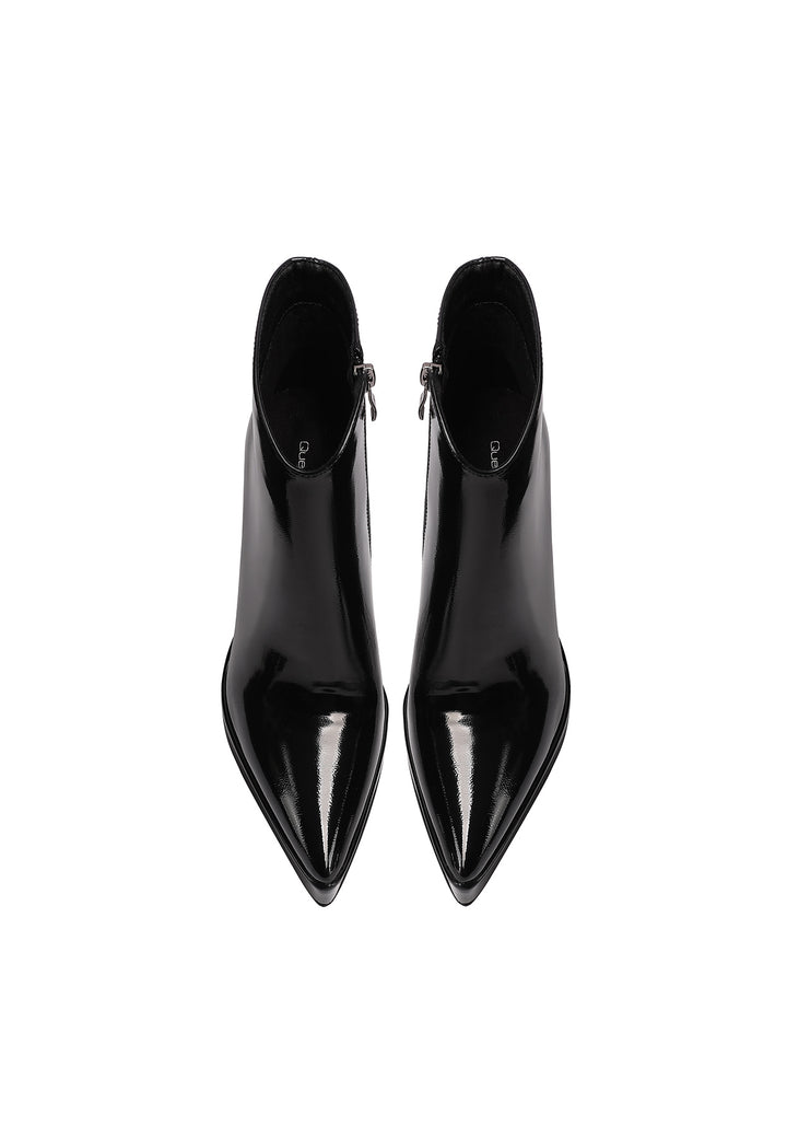 stivaletti a punta con tacco da 12 cm in ecopelle verniciata di nero K3998 Queen Helena