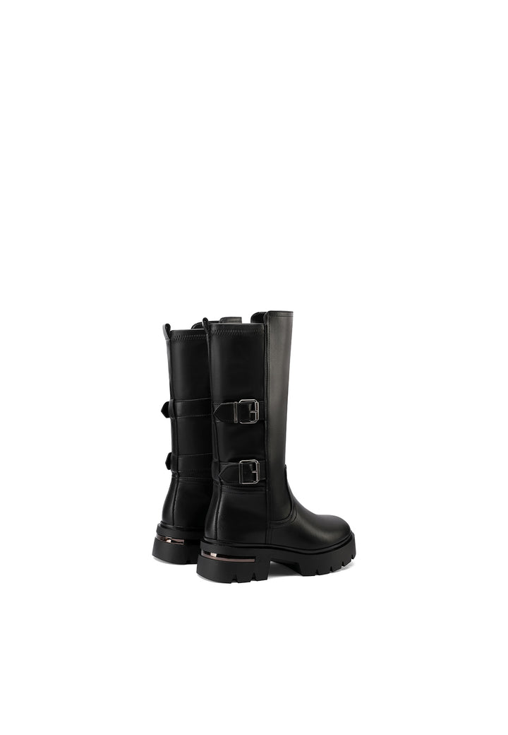 Stivali biker in ecopelle da donna con tacco 5 cm colore nero