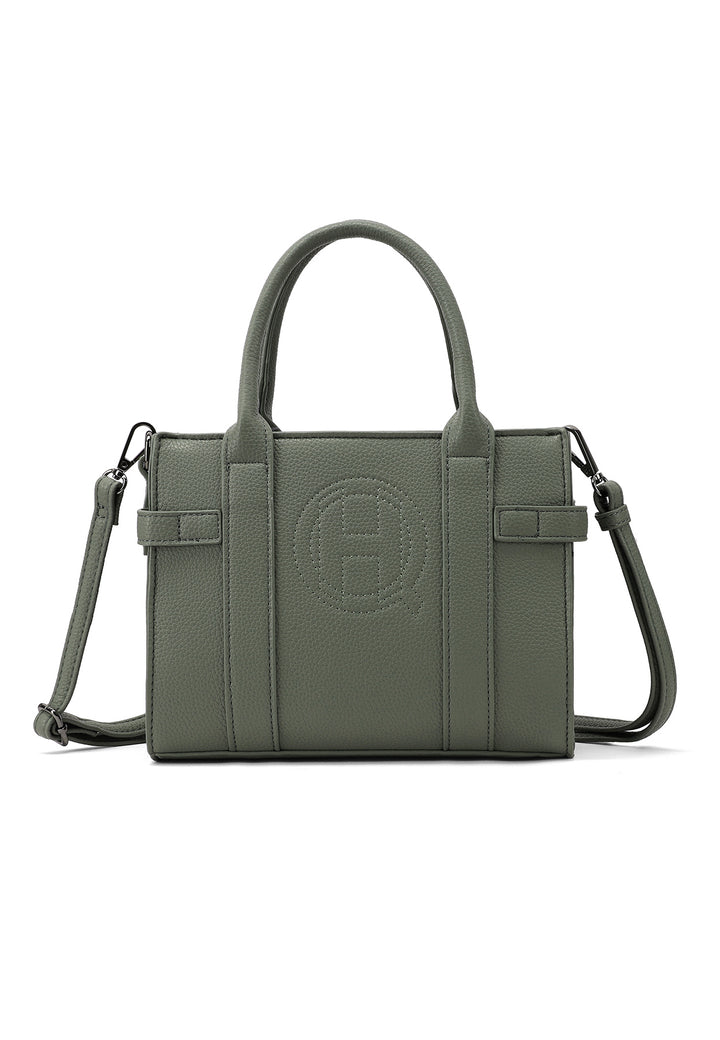 Borsa a mano donna elegante in ecopelle con tracolla khaki