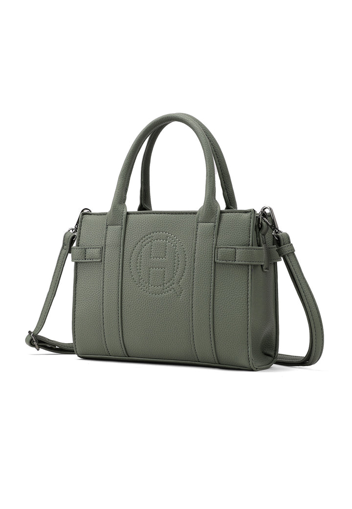 Borsa a mano donna elegante in ecopelle con tracolla khaki