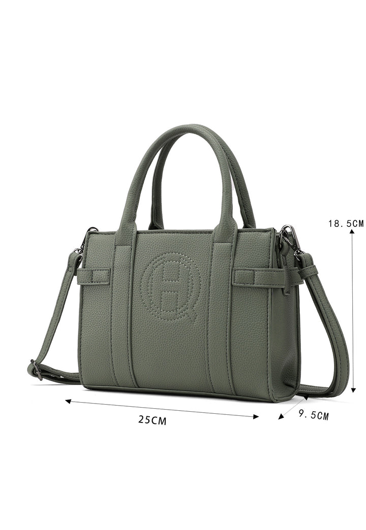 Borsa a mano donna elegante in ecopelle con tracolla khaki