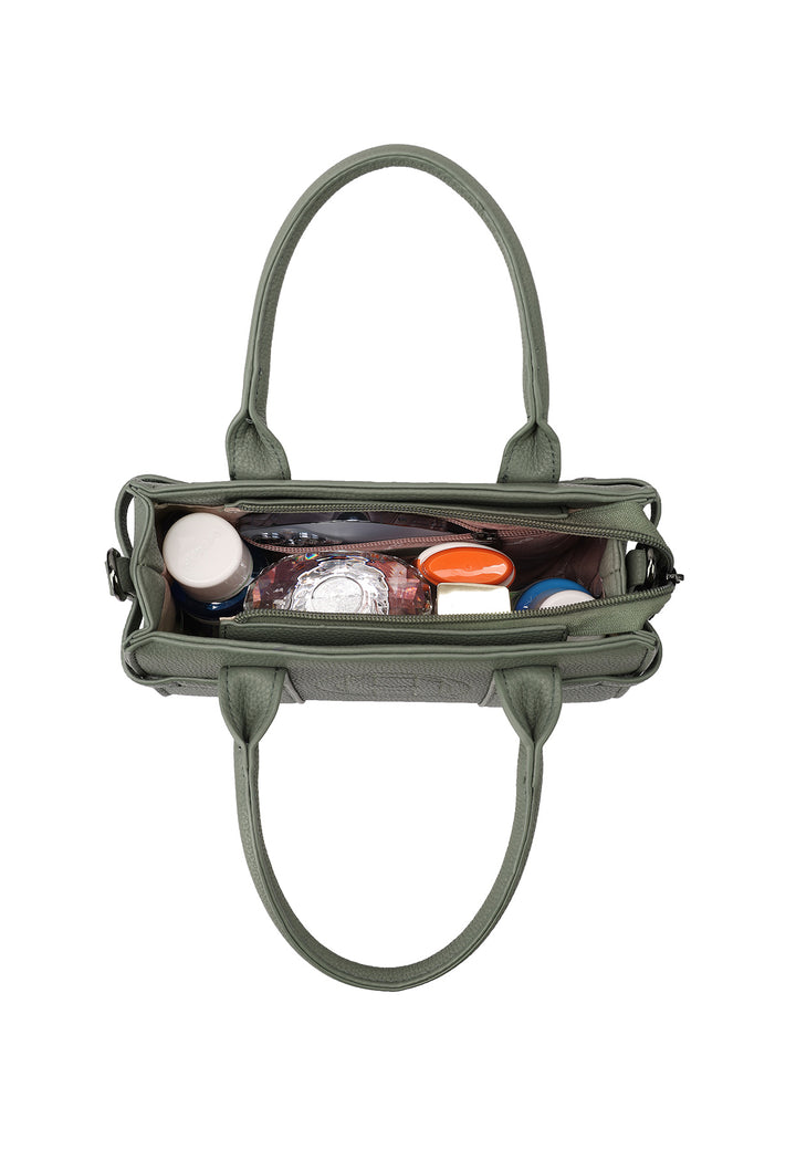 Borsa a mano donna elegante in ecopelle con tracolla khaki