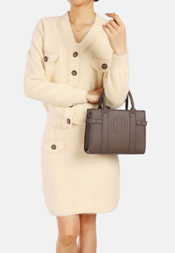 Borsa a mano donna elegante in ecopelle con tracolla marrone