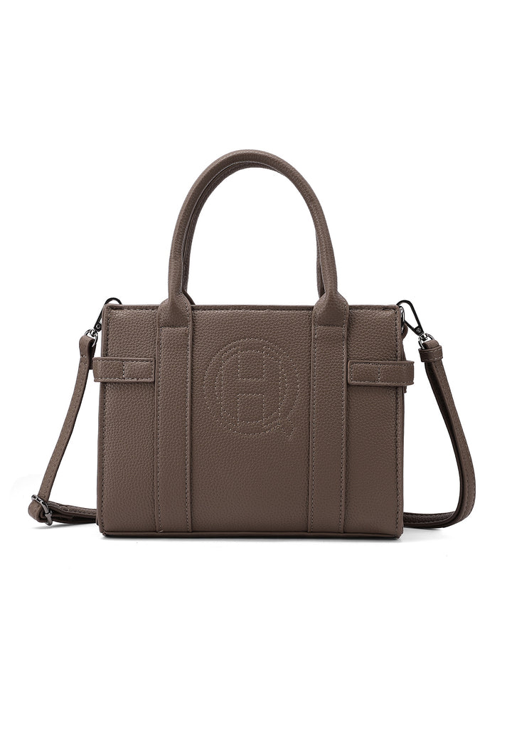 Borsa a mano donna elegante in ecopelle con tracolla marrone