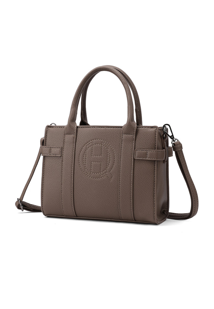Borsa a mano donna elegante in ecopelle con tracolla marrone