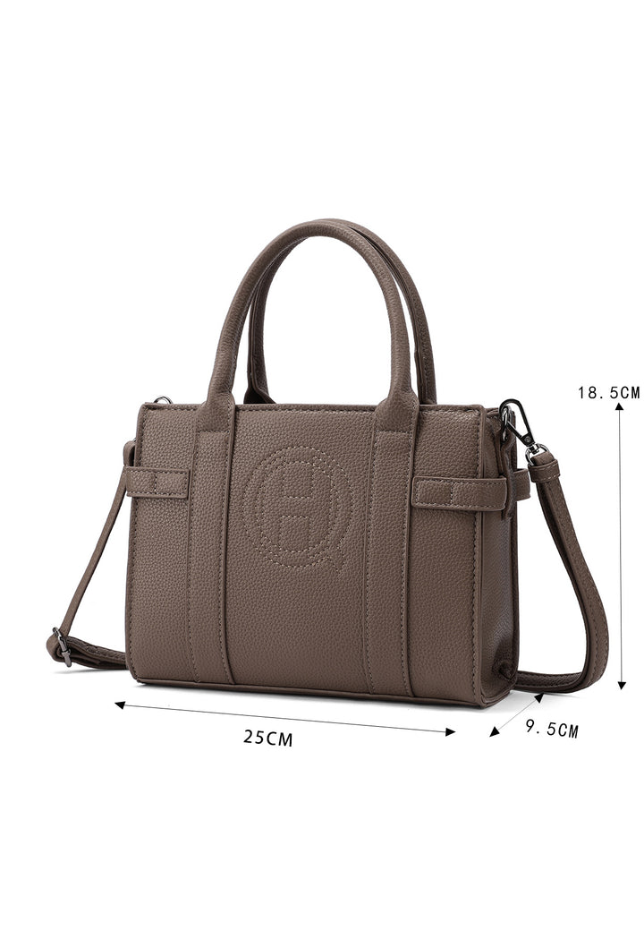 Borsa a mano donna elegante in ecopelle con tracolla marrone