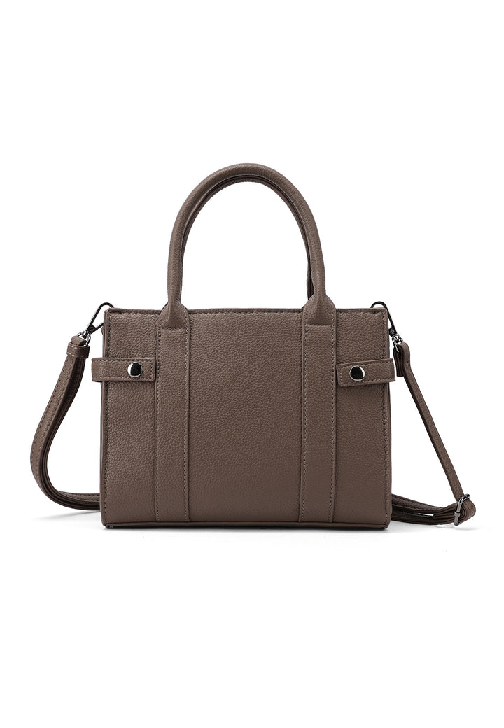 Borsa a mano donna elegante in ecopelle con tracolla marrone