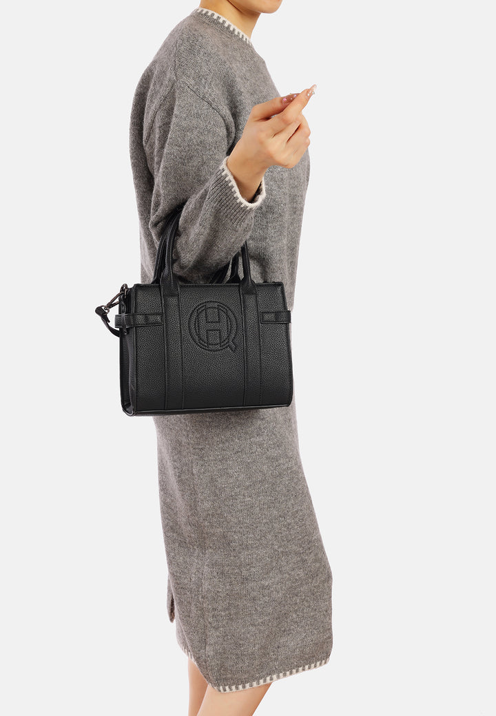 Borsa a mano donna elegante in ecopelle con tracolla nera