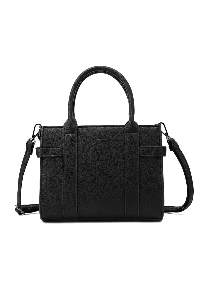 Borsa a mano donna elegante in ecopelle con tracolla nera