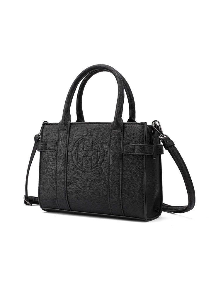 Borsa a mano donna elegante in ecopelle con tracolla nera