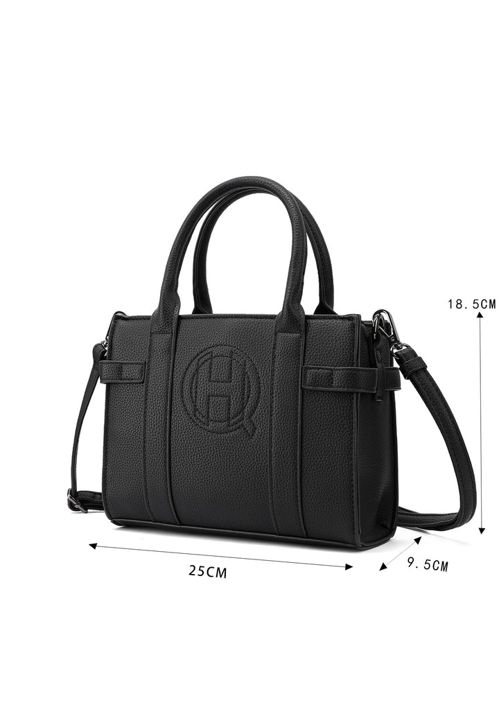 Borsa a mano donna elegante in ecopelle con tracolla nera