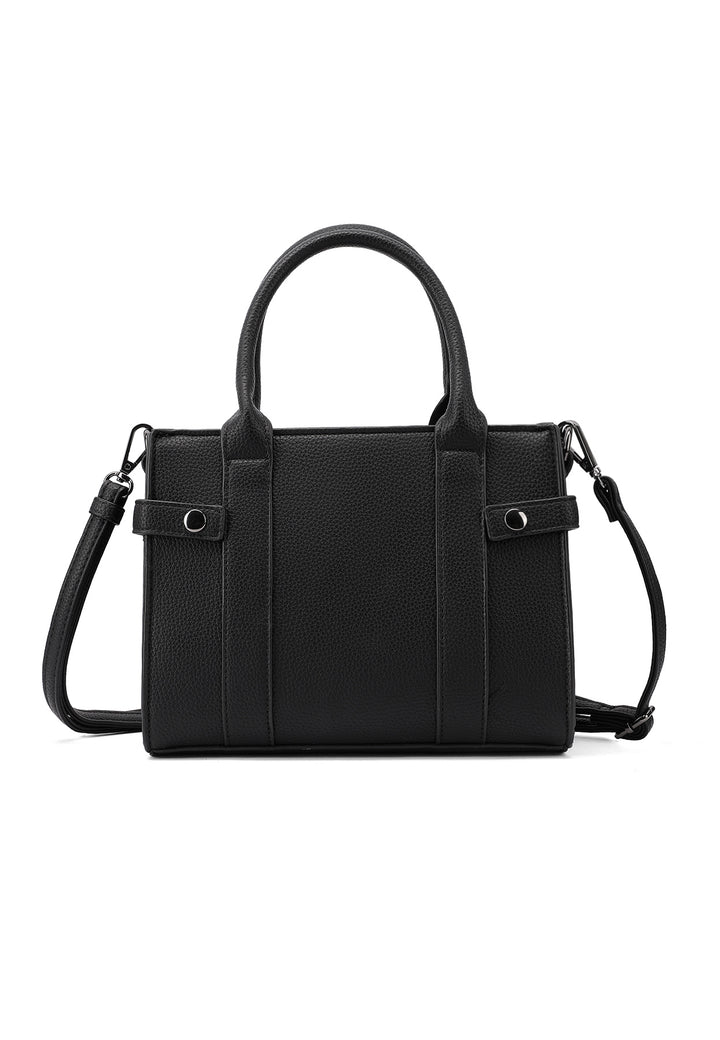 Borsa a mano donna elegante in ecopelle con tracolla nera