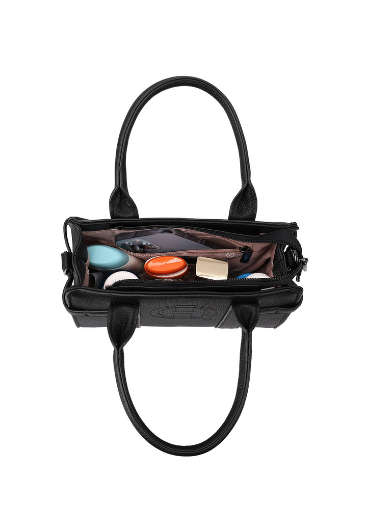 Borsa a mano donna elegante in ecopelle con tracolla nera