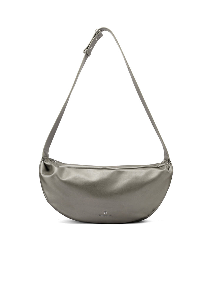 Borsa a mano donna elegante in ecopelle con tracolla argento