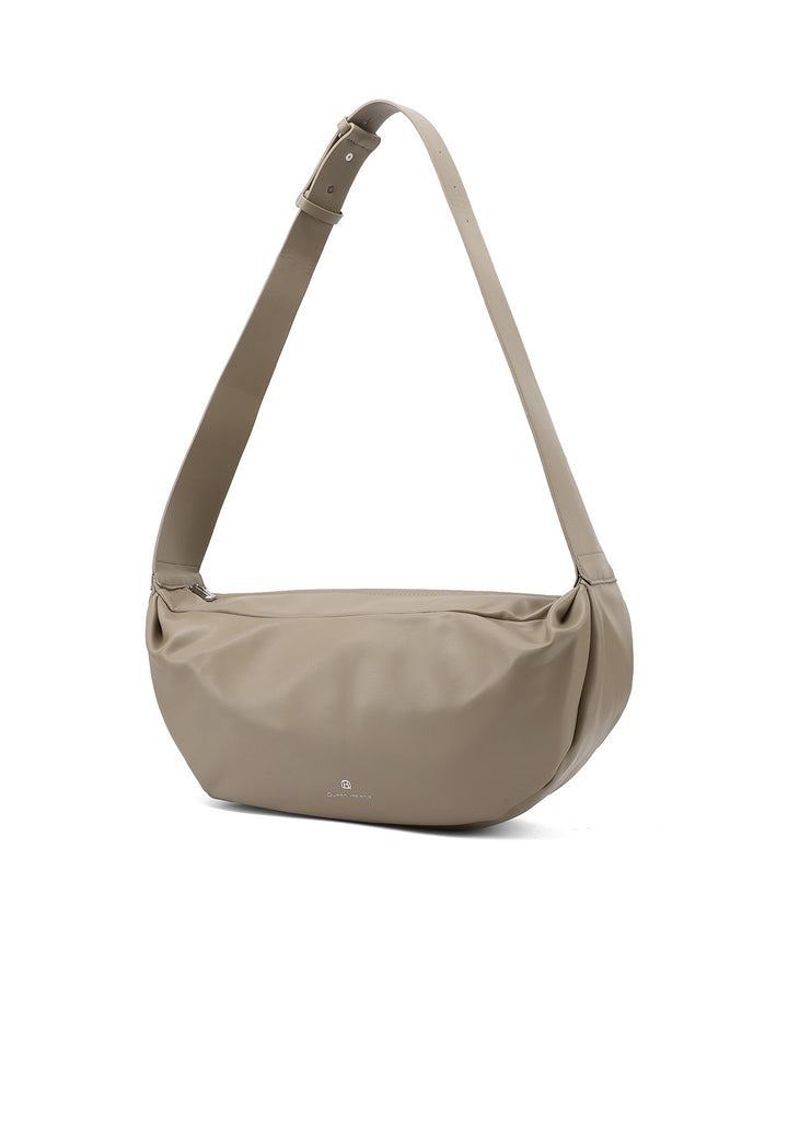 Borsa a mano donna elegante in ecopelle con tracolla khaki