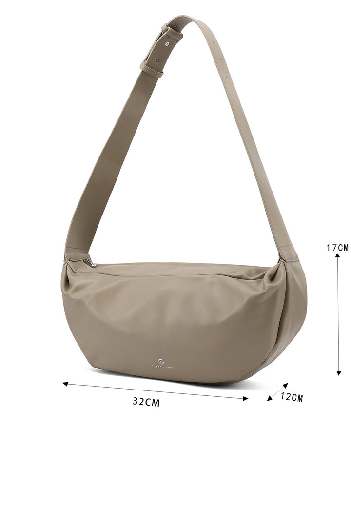 Borsa a mano donna elegante in ecopelle con tracolla khaki