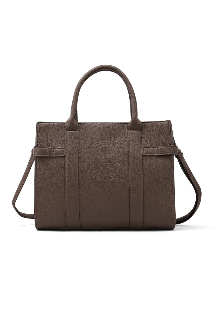 Borsa a mano donna elegante in ecopelle con tracolla regolabile marrone