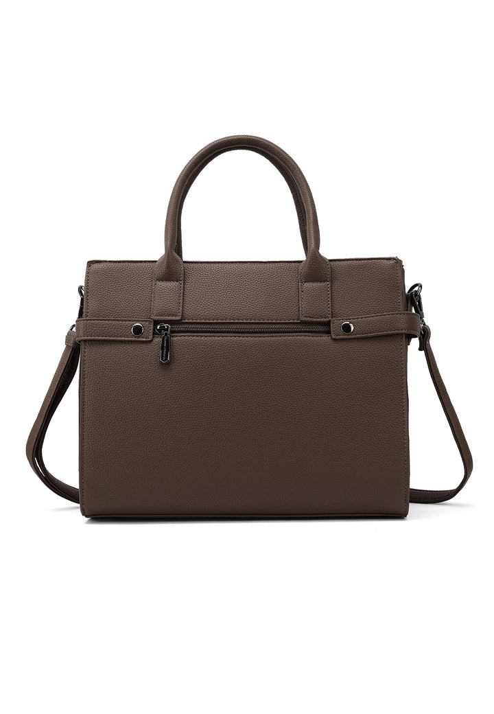 Borsa a mano donna elegante in ecopelle con tracolla regolabile marrone