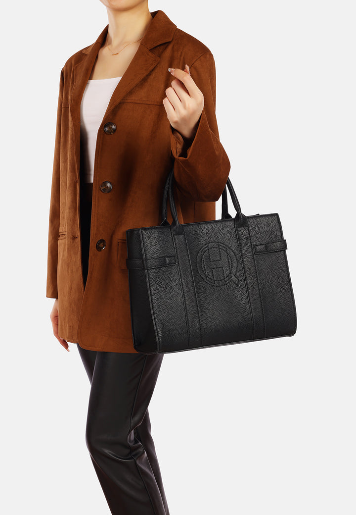 Borsa a mano donna elegante in ecopelle con tracolla regolabile nera