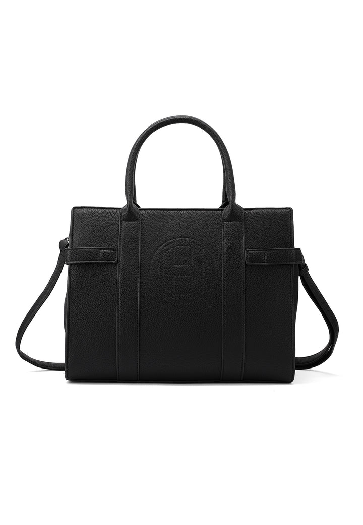 Borsa a mano donna elegante in ecopelle con tracolla regolabile nera