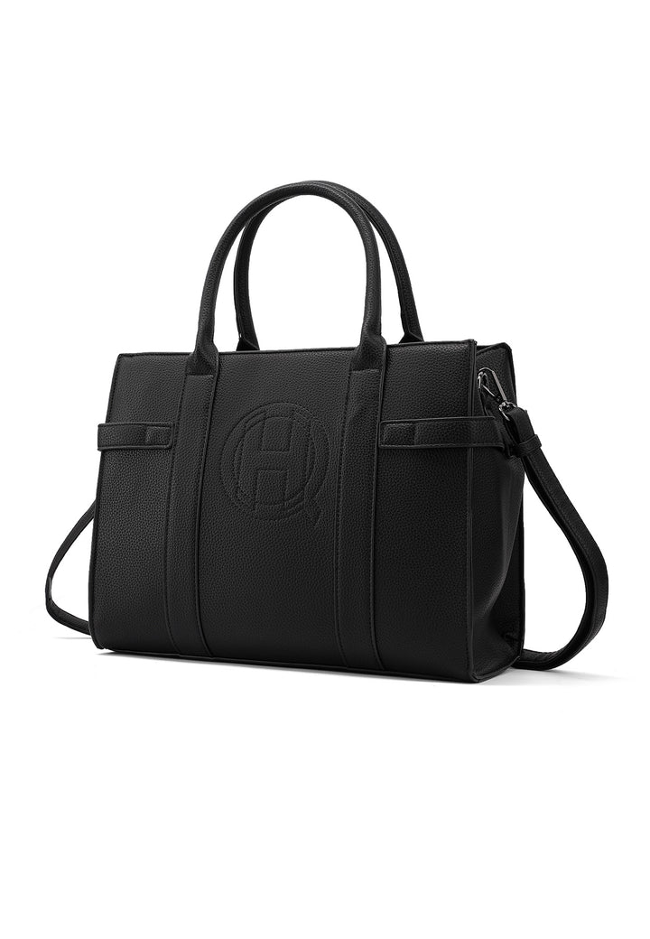 Borsa a mano donna elegante in ecopelle con tracolla regolabile nera