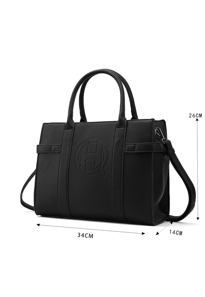 Borsa a mano donna elegante in ecopelle con tracolla regolabile nera