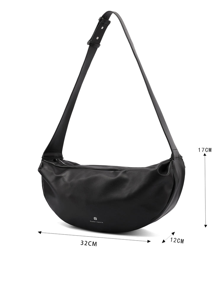 Borsa a mano donna elegante in ecopelle con tracolla nera