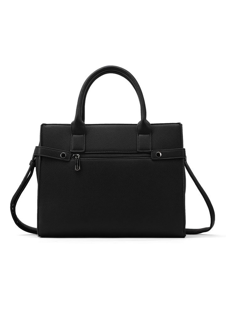 Borsa a mano donna elegante in ecopelle con tracolla regolabile nera