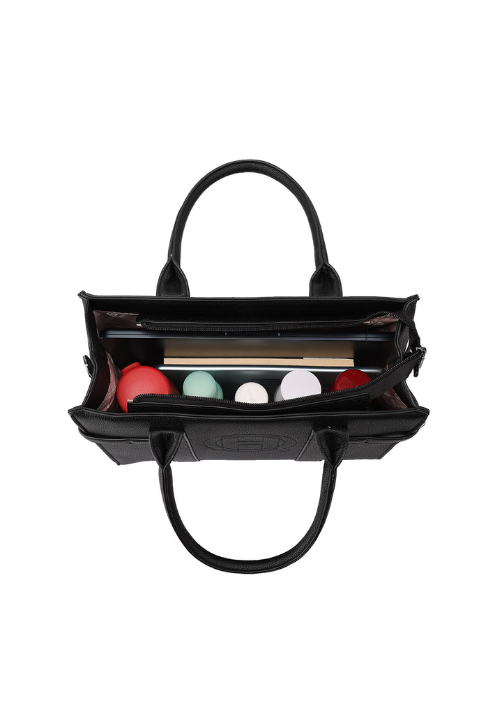 Borsa a mano donna elegante in ecopelle con tracolla regolabile nera