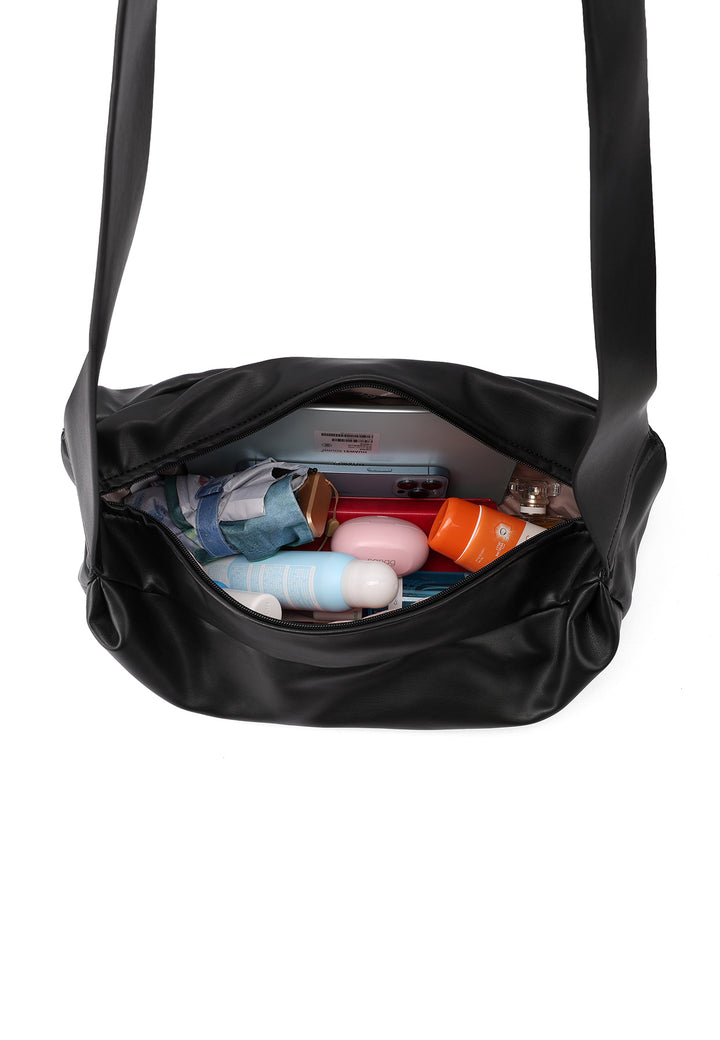 Borsa a mano donna elegante in ecopelle con tracolla nera