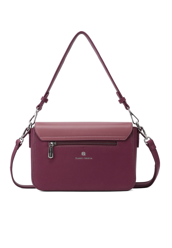 Borsa a spalla donna in ecopelle con fibbia decorativa bordeaux