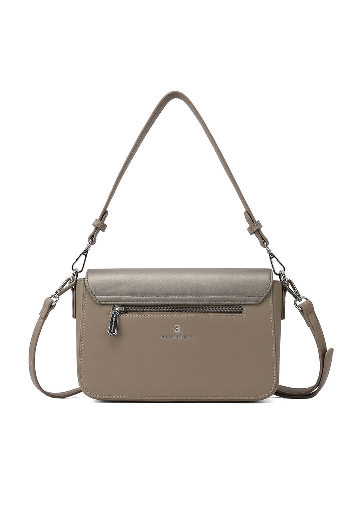 Borsa a spalla donna in ecopelle con fibbia decorativa khaki