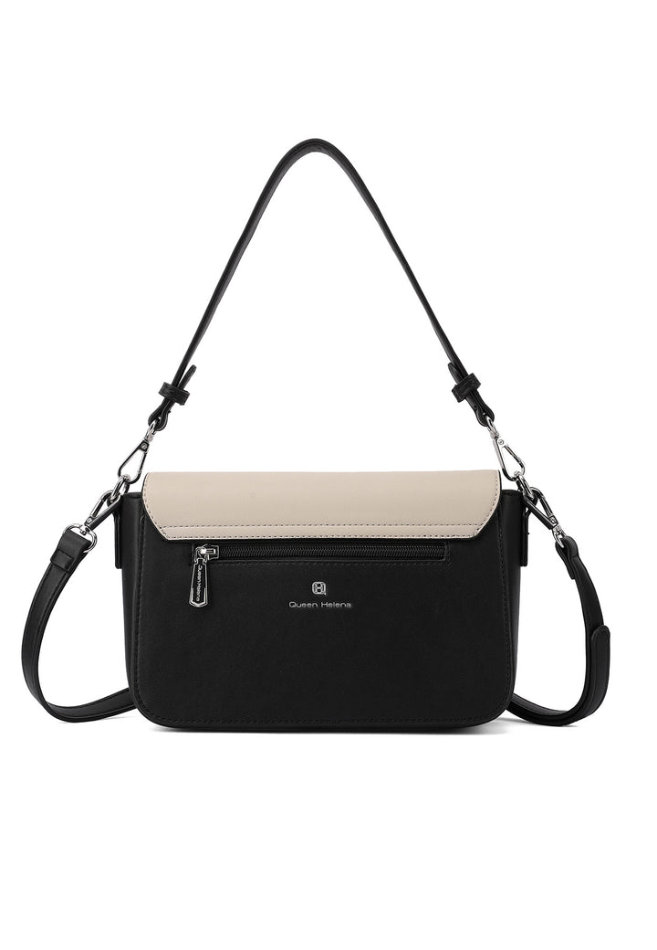 Borsa a spalla donna in ecopelle con fibbia decorativa nero