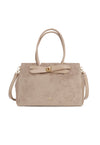 Borsa donna a mano in suede con tracolla e chiusura con fibbia