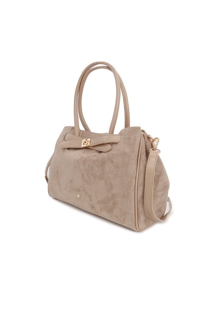 Borsa donna a mano in suede con tracolla e chiusura con fibbia