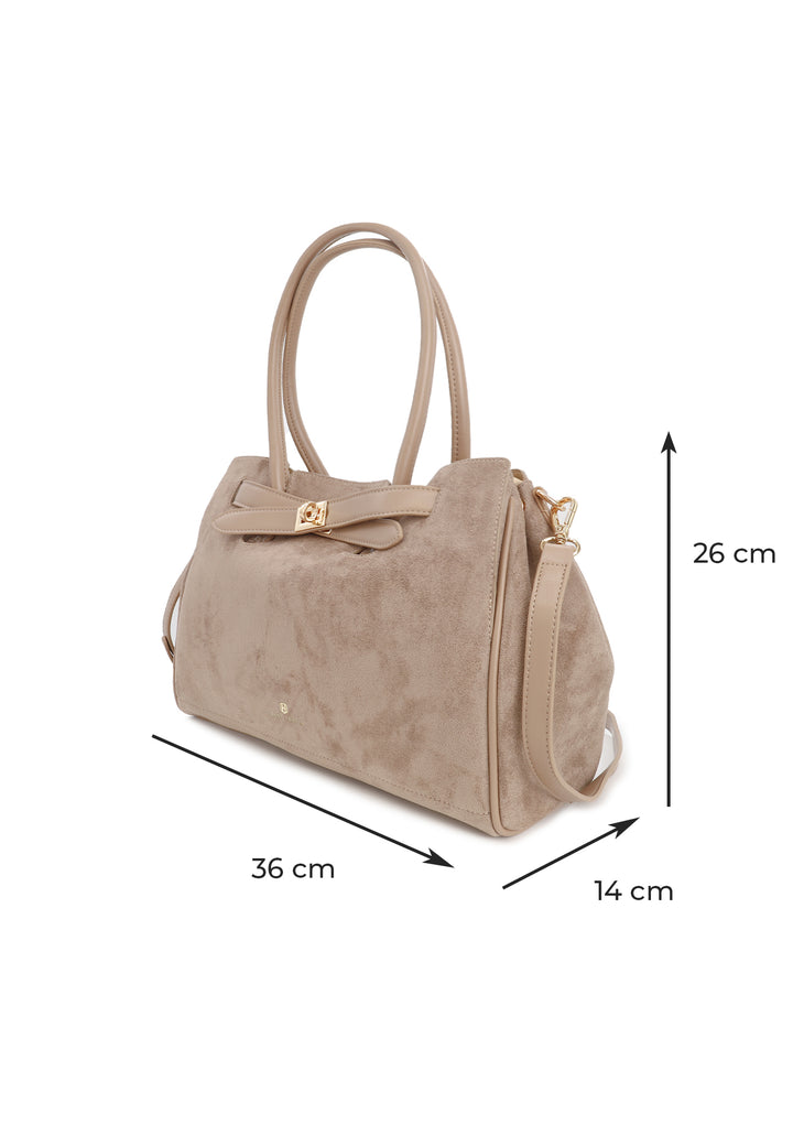 Borsa donna a mano in suede con tracolla e chiusura con fibbia