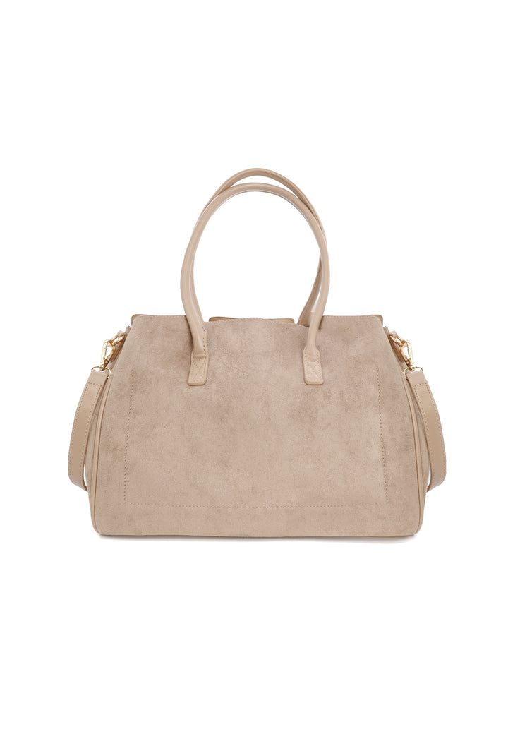 Borsa donna a mano in suede con tracolla e chiusura con fibbia
